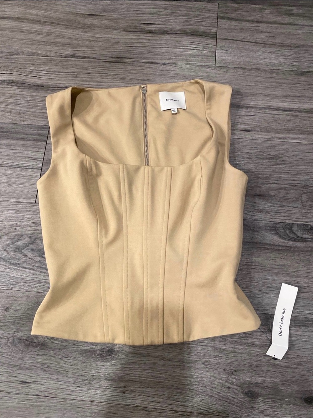 Reformation Sleeveless Beige Structured Corset